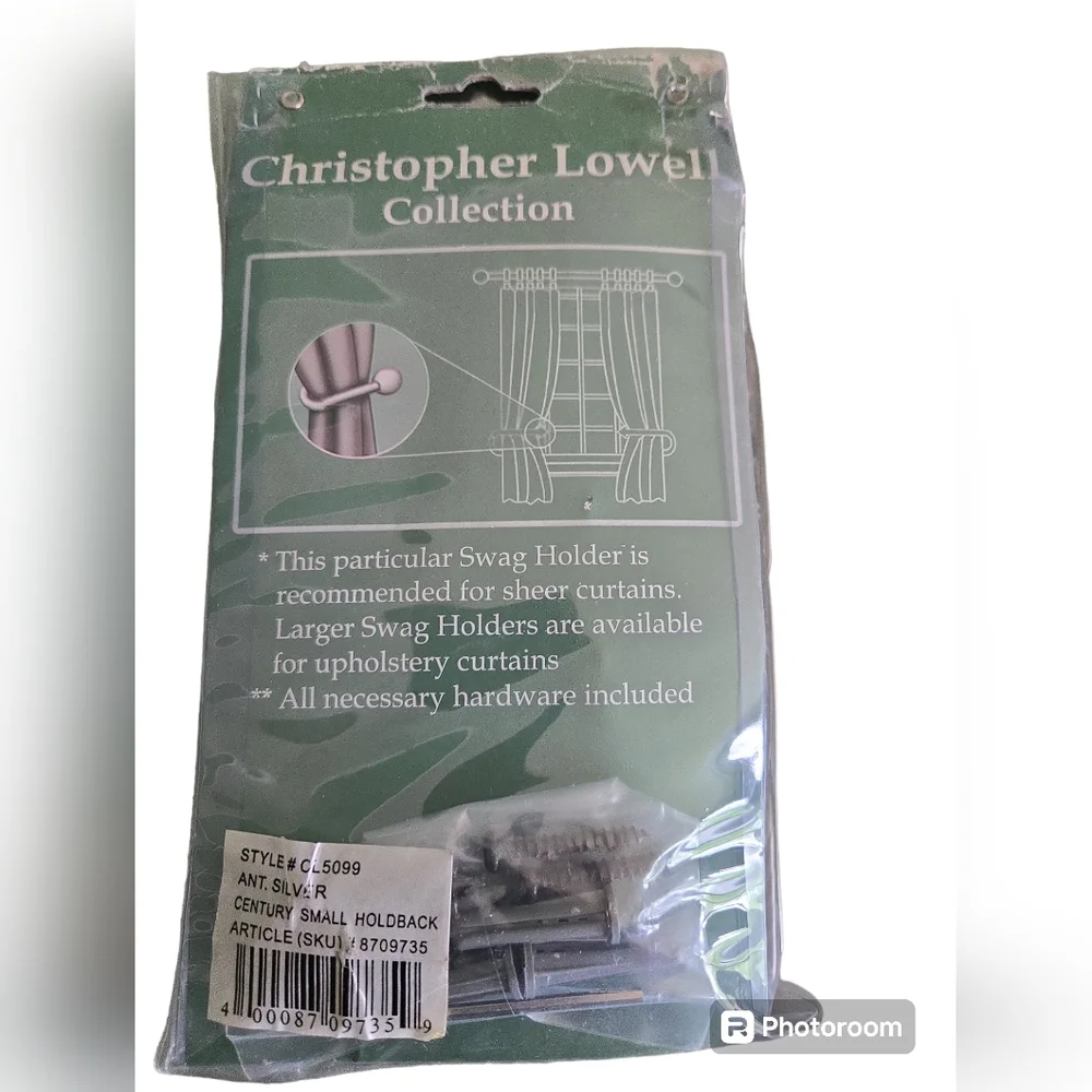 Christopher Lowell Antique silver swag holder. 2 in original package. NWOT